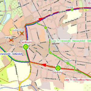 Neuer Fahrweg Linie 71 und 316 in der Innenstadt