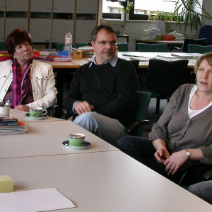 Im Erfahrungsaustausch mit den Experten der August-Claas-Schule: (Von links) Hans, Feuss, Ulla Ecks, Klaus Tönshoff, Christiane Michael, Andrea Kimmann